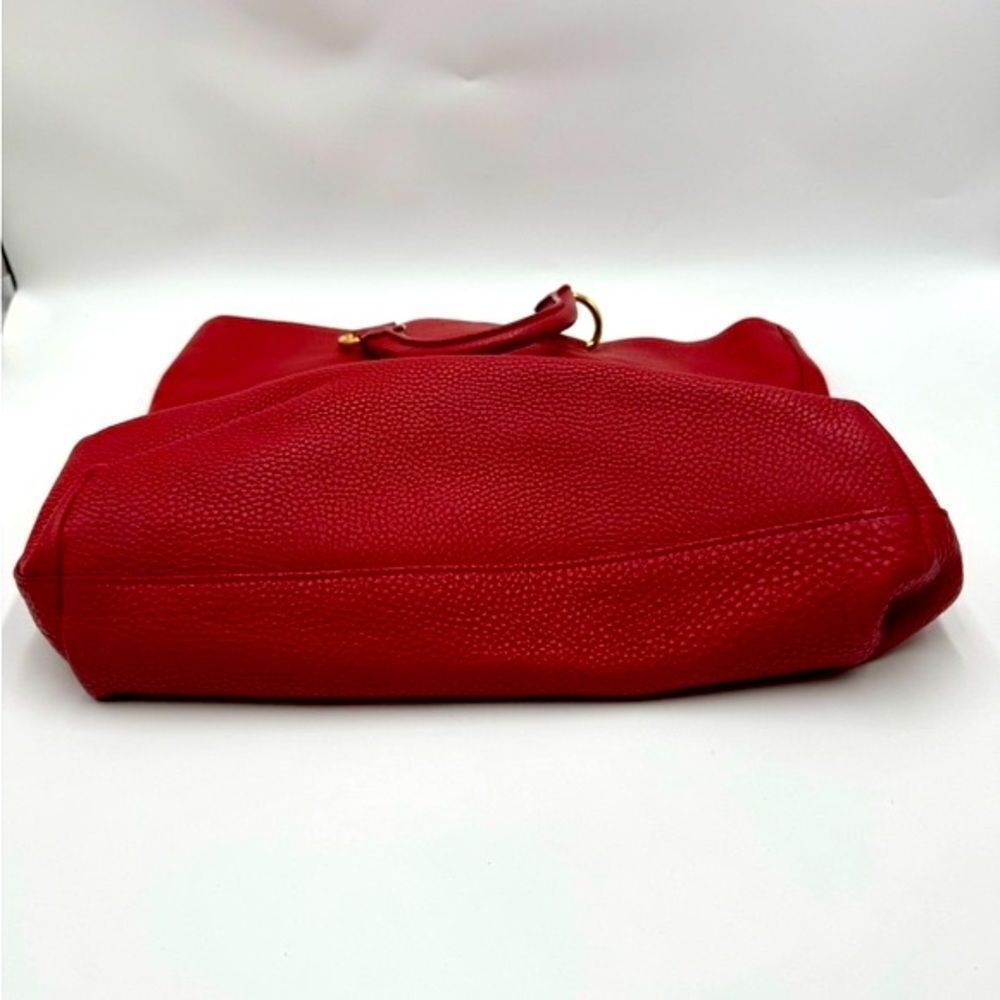 Auth Prada Rosso Vitello Daino Leather Convertible Shopping Tote Bag Preloved - Picture 6 of 13